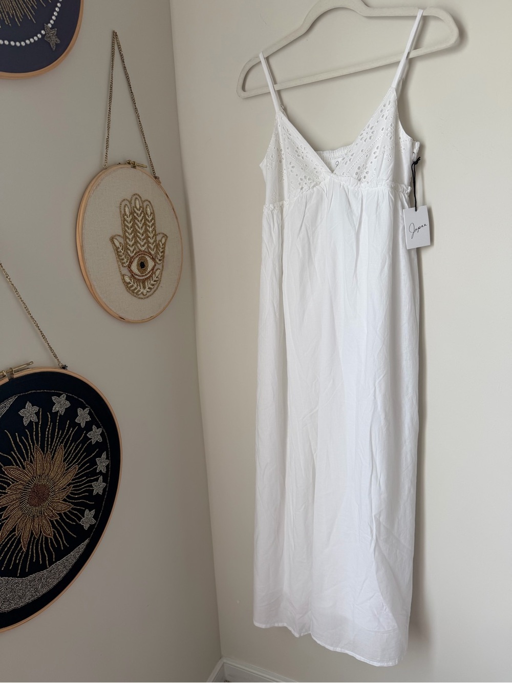 Japna White Eyelet Cotton Maxi Dress